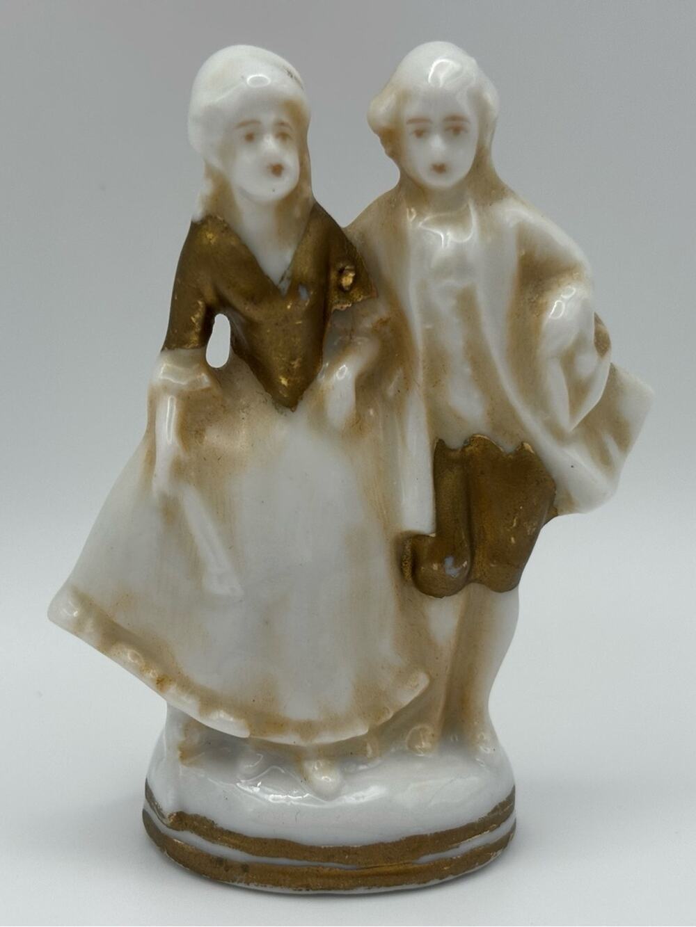 Vintage Miniature Porcelain Figurine of a Victorian or Colonial-Style Couple